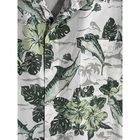 Columbia PFG Perform Gear Vented XXL White w/ Green Marlin Swordfish Men’s Shirt - Picture 5 of 8